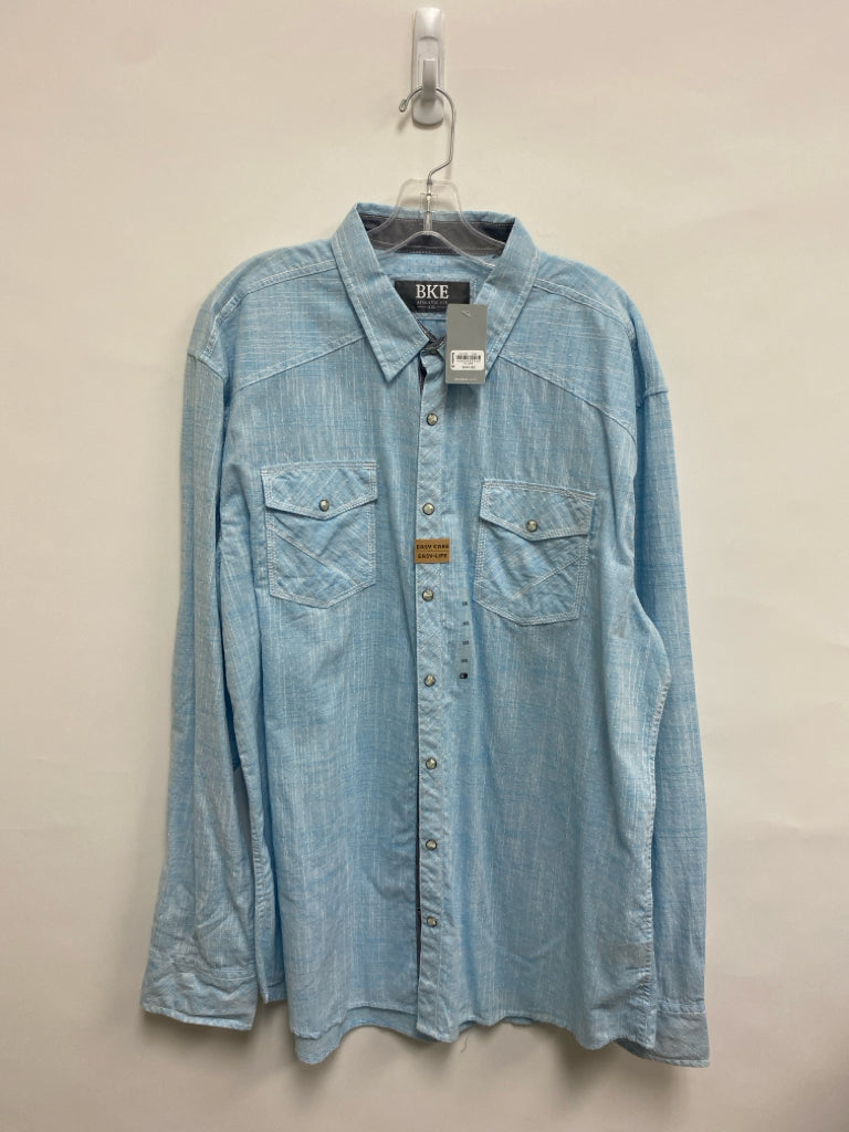NWT BKE Size XXL Powder Blue White Mottled Button Down Men&