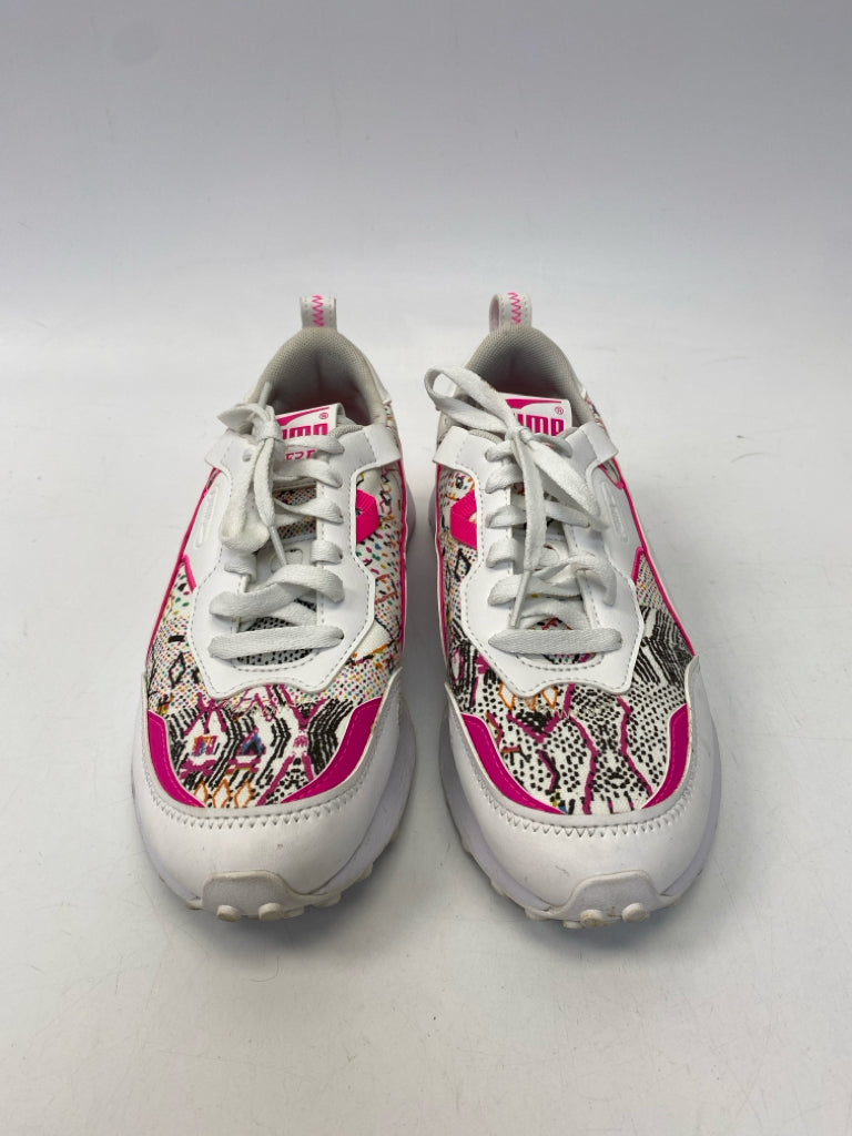 Puma US Size 7.5 White Pink/Multi Lace-up Sneakers