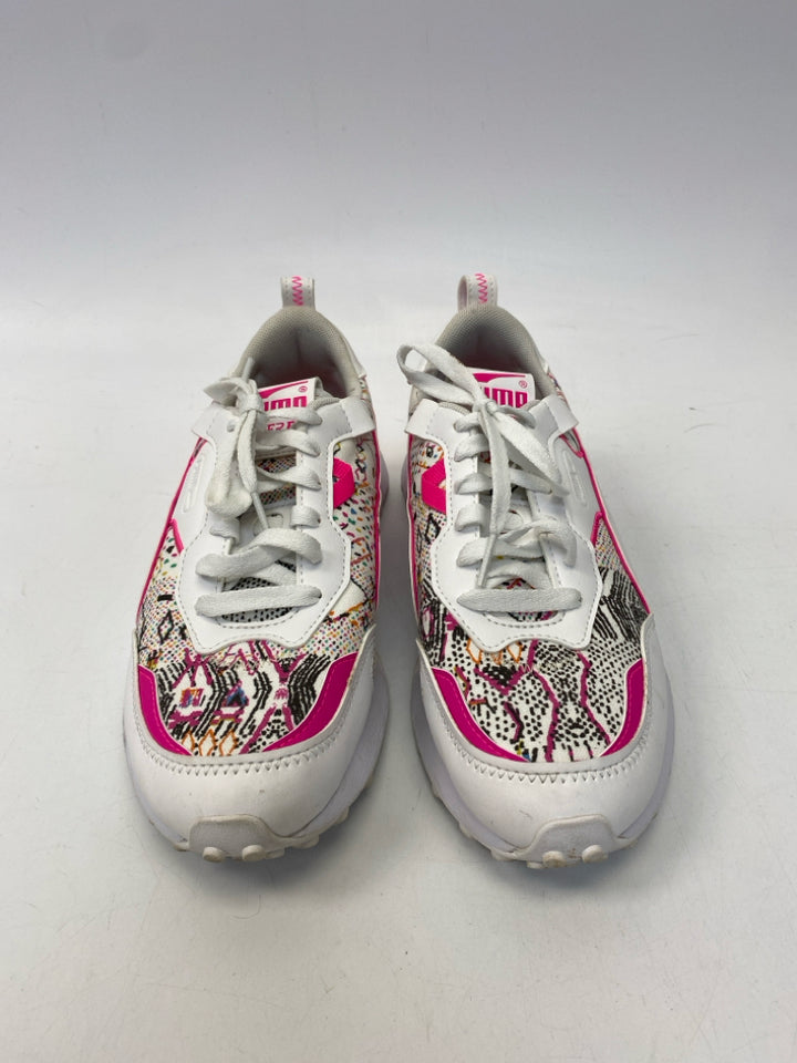 Puma US Size 7.5 White Pink/Multi Lace-up Sneakers