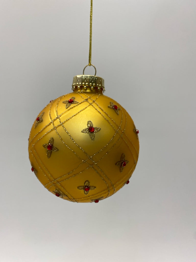 Gold Red Rhinestone Ornaments