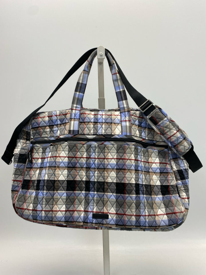 Vera Bradley Blue/Black White/Tan Plaid Duffle Bag
