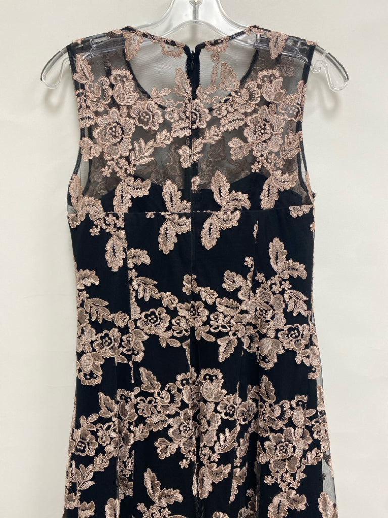 hithero Size 6 Black Pale Pink Lace Sleeveless Ladies Dress