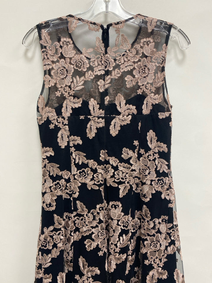 hithero Size 6 Black Pale Pink Lace Sleeveless Ladies Dress