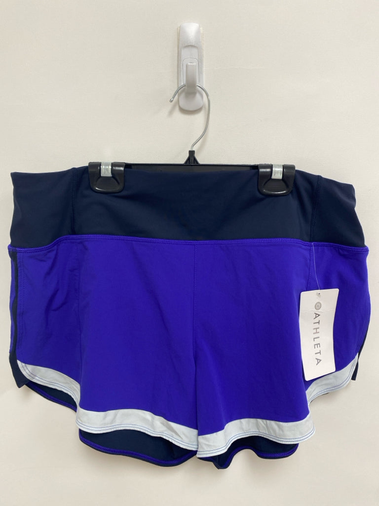 NWT Athleta Size L Black Purple/White Athletic Shorts