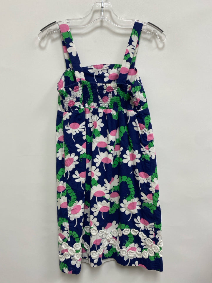 LILLY PULITZER SIZE 10 Navy Green/White Flowers Sleeveless Girl&