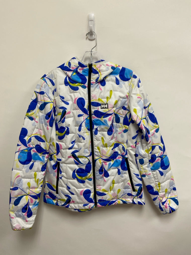 Helly Hansen Size M White Blue/Yellow Print Hooded Ladies Jacket