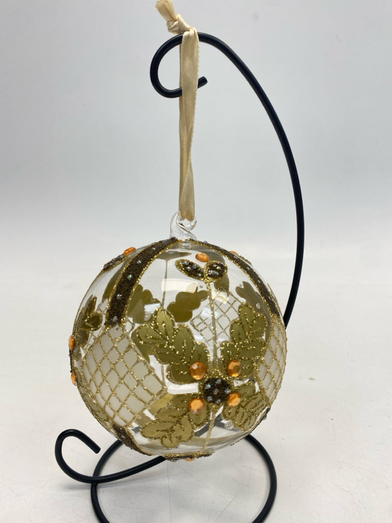 Clear Gold Glitter Glass Ornaments