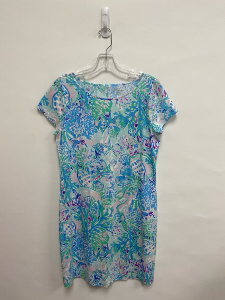 LILLY PULITZER Size M White Blue/Pink Shells Ladies Dress