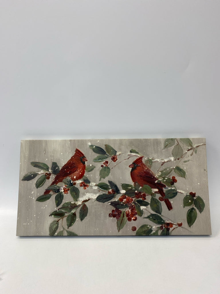 Gray Dark Red Cardinal Canvas Art