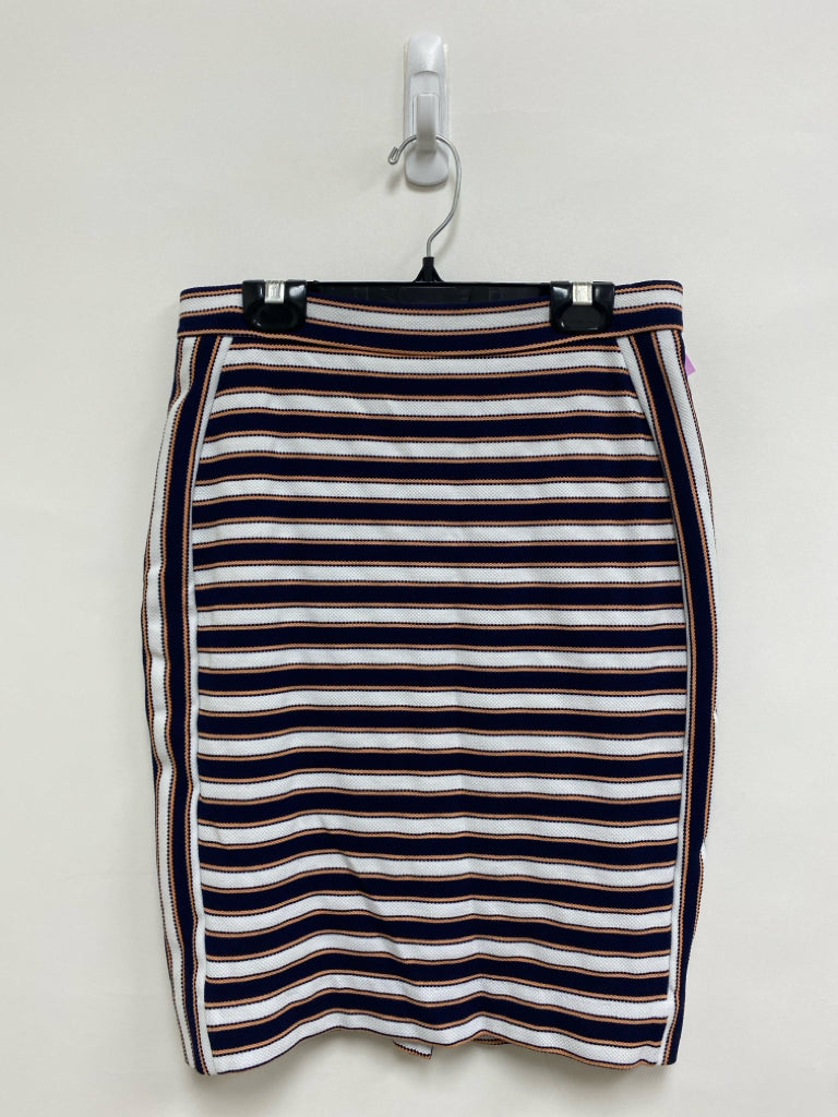 Banana Republic Size 4P Navy/White Peach Stripes Petite Skirt