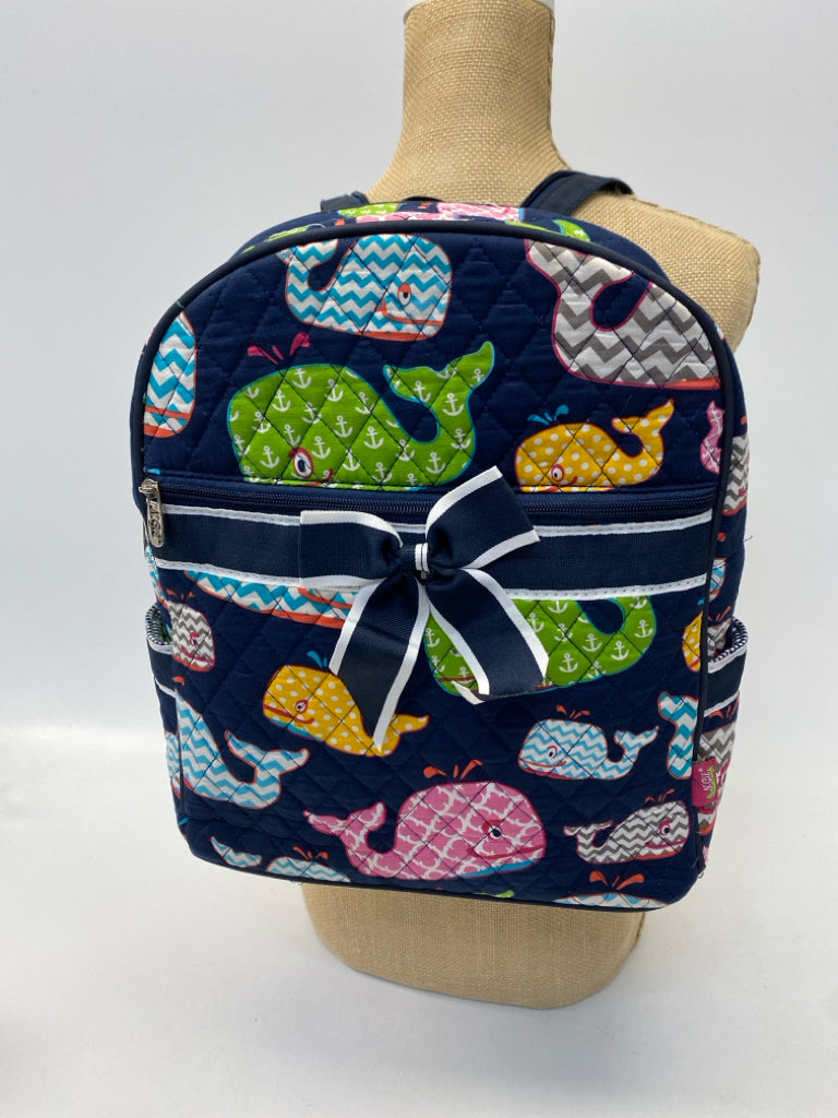 Navy Multi Color Whale Kids Backpack