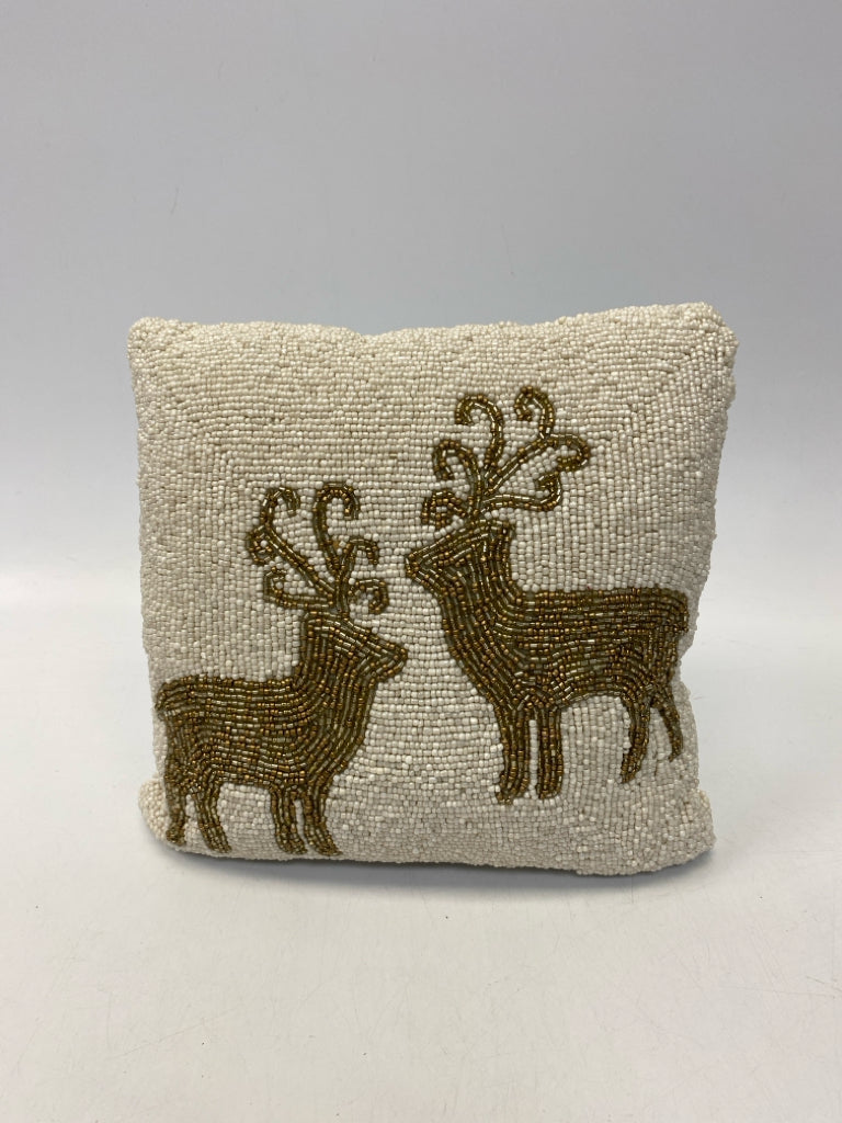 Cream/Gold Reindeer Beaded Christmas