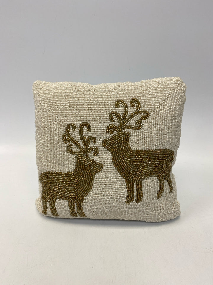 Cream/Gold Reindeer Beaded Christmas
