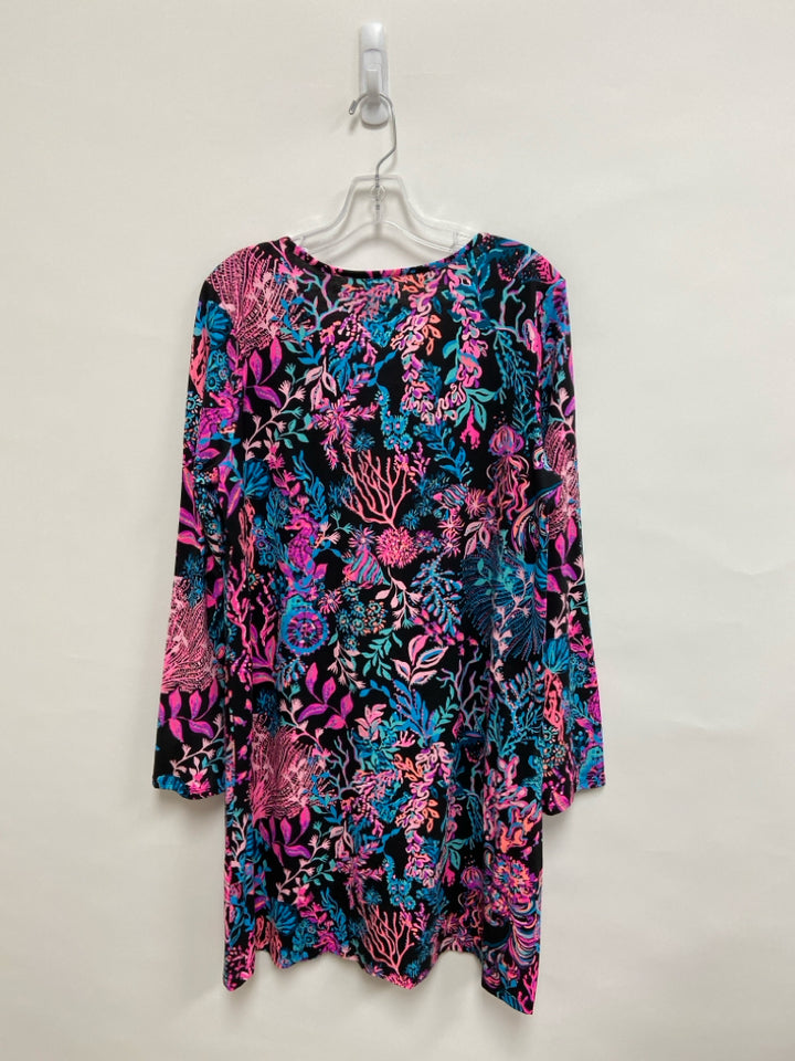 LILLY PULITZER Size XL Black Neon/Multi Ladies Dress