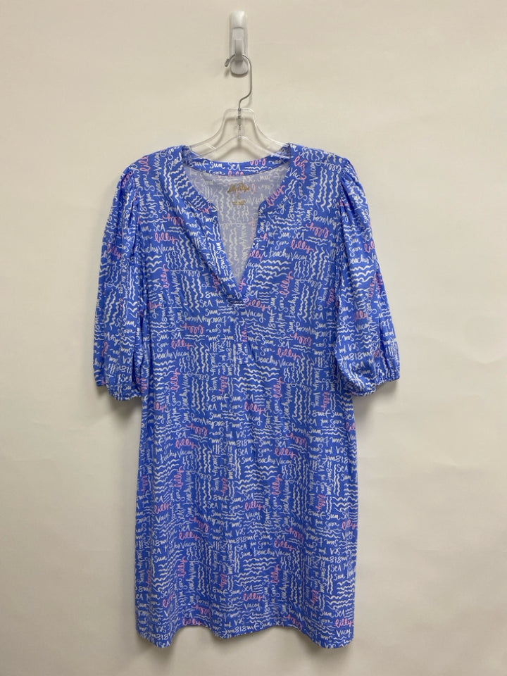 LILLY PULITZER Size L Pale Blue White/Pink Signature Ladies Dress