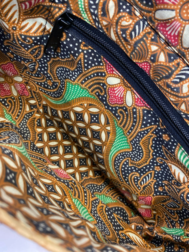Brown Woven Straw Handbag