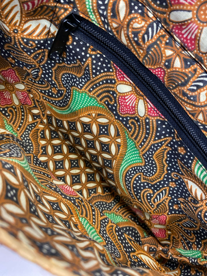 Brown Woven Straw Handbag