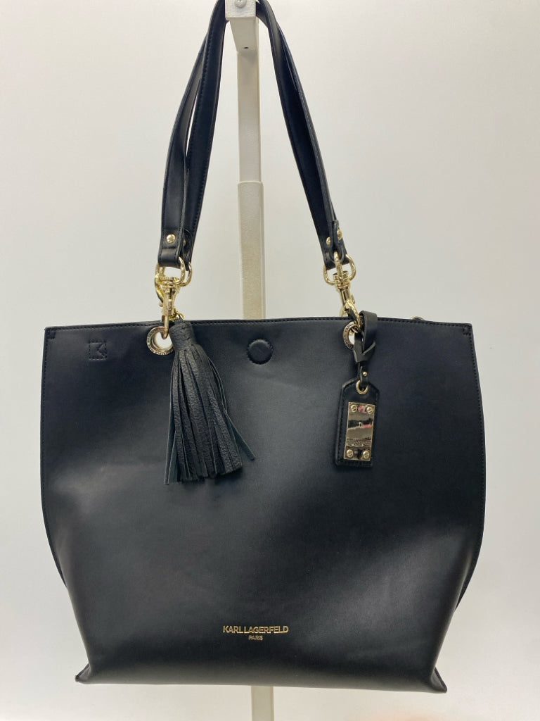Karl Lagerfeld Black Gold Accent(s) Leather Handbag