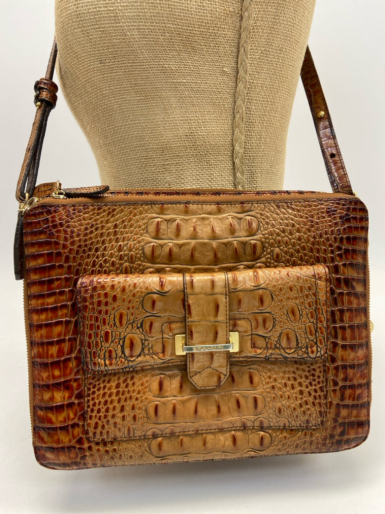 Brahmin Brown Embossed Leather Crossbody
