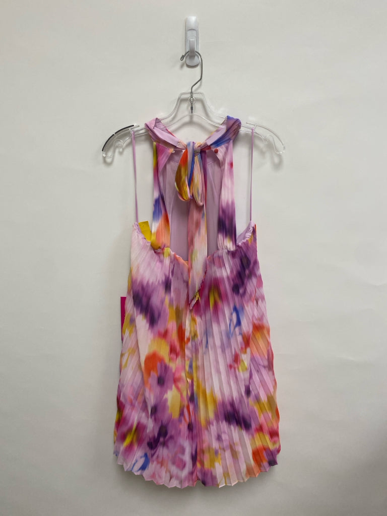 NWT BADGLEY MISCHKA Size 14 Pink/Purple Yellow/Orange Pleated Ladies Dress