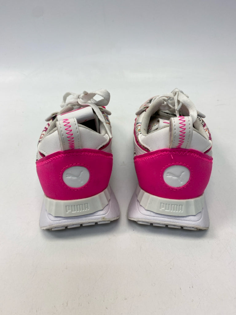 Puma US Size 7.5 White Pink/Multi Lace-up Sneakers