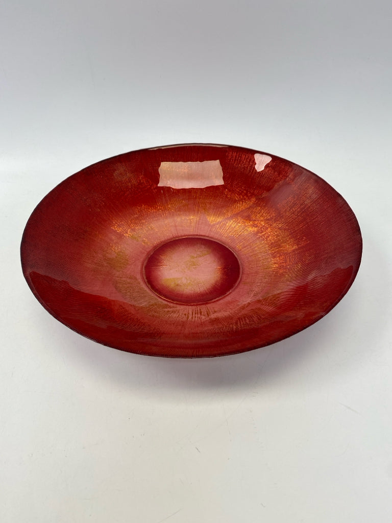 Red Gold Splashes Glass Decorative Bowl