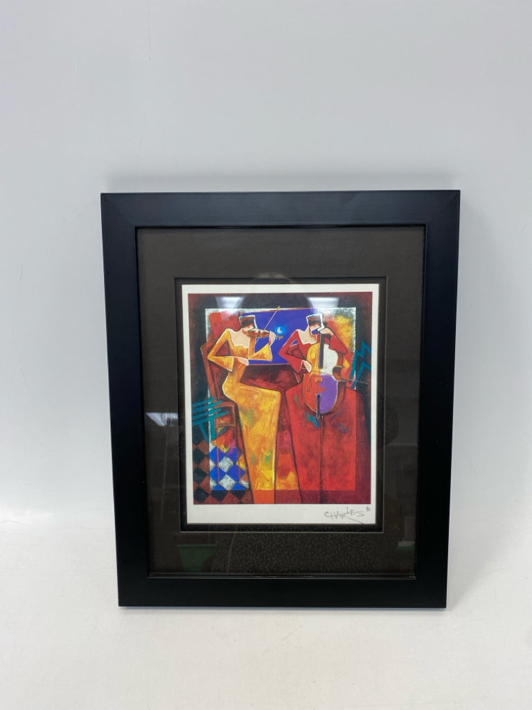 Red Multi Color Abstract Framed Art