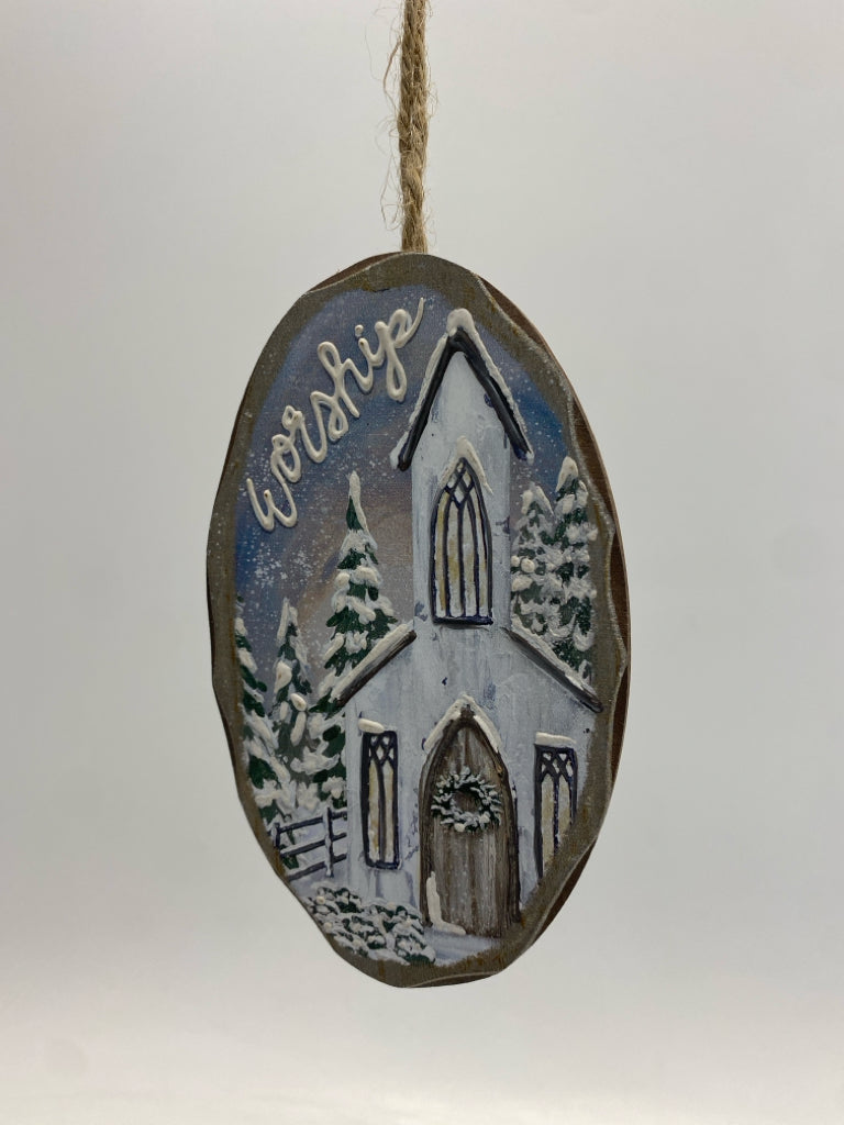 Gray Blue/White Wood Ornaments