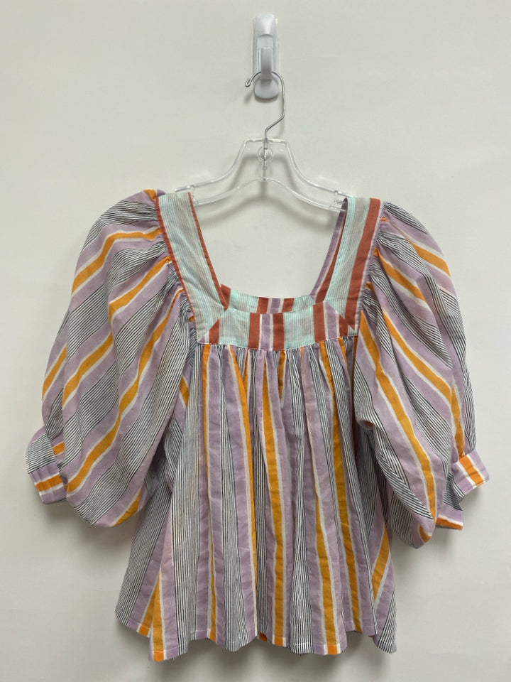 Size XS Lavender White/Orange Striped Ladies Top