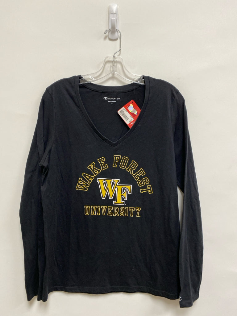 NWT Champion Size L Black Wake Forest Long Sleeve Tee Ladies Top