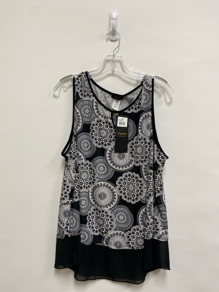 NWT Espresso  SIZE  2X Black White/Gray Medallion Sleeveless Plus Size Top