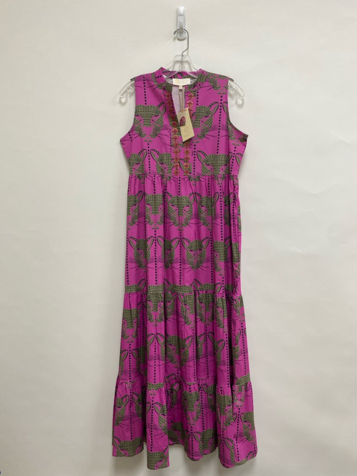 NWT Size M Pink Green/Gray Cats Sleeveless Ladies Dress
