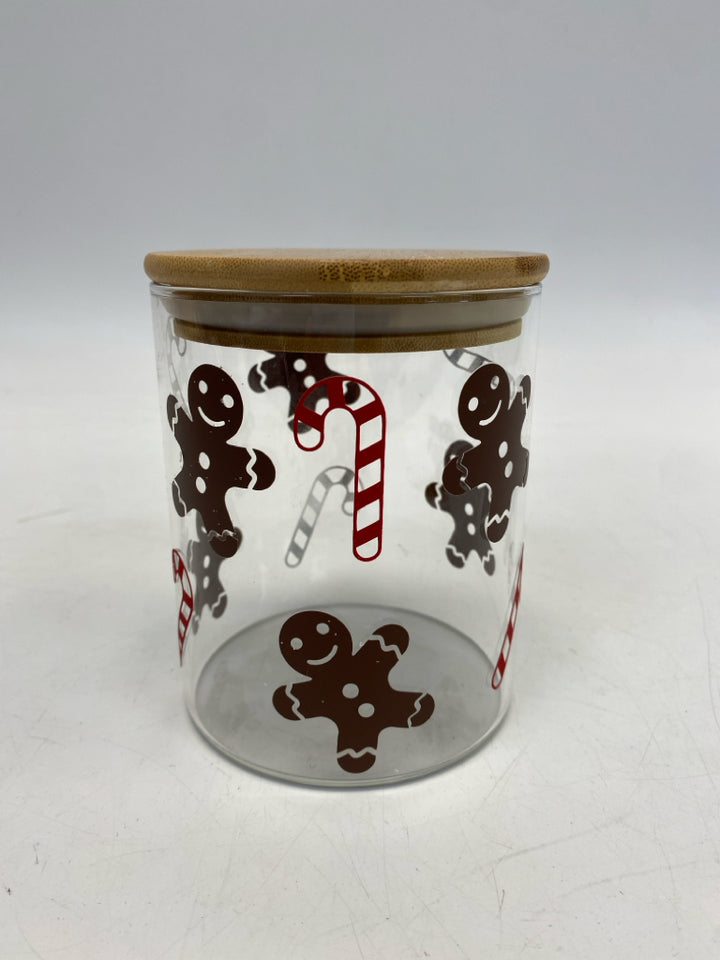Clear Red/Brown Gingerbread Wood/Glass Christmas