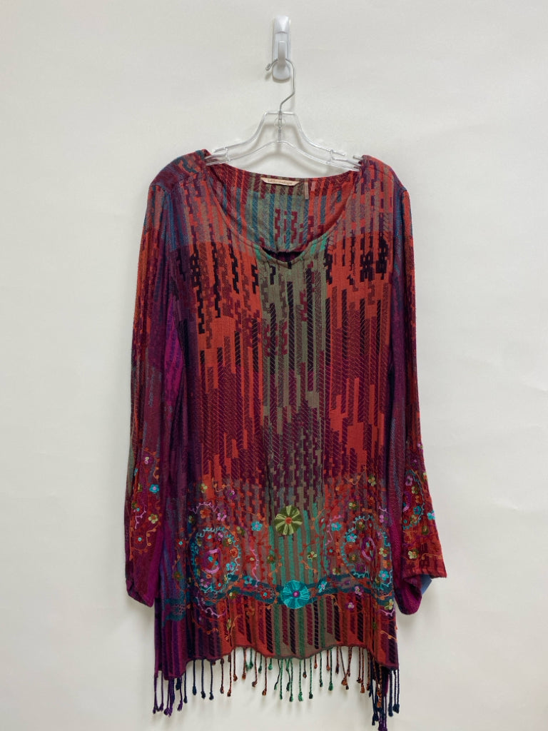 Soft Surroundings Size XL Orange/Navy Purple/Multi Woven Ladies Dress