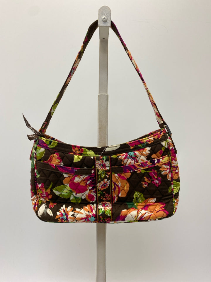 Vera Bradley Dark Brown Coral/Multi Flower(s) Handbag
