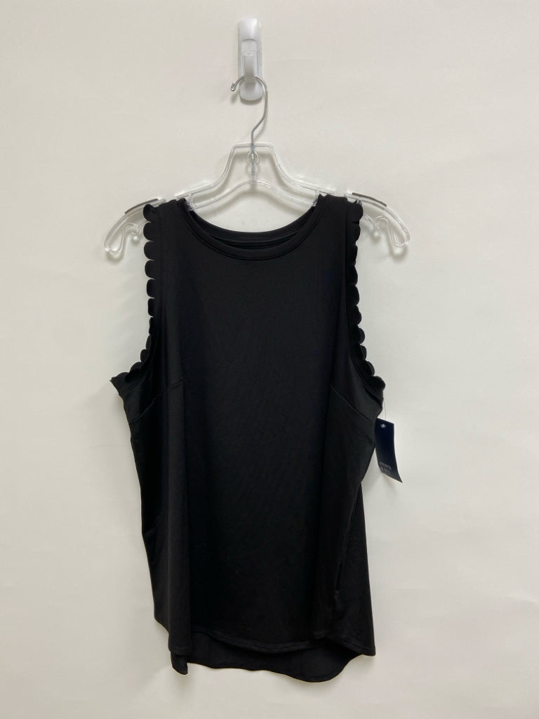 NWT Crown &amp; Ivy Size L Black Scalloped Tank Ladies Top
