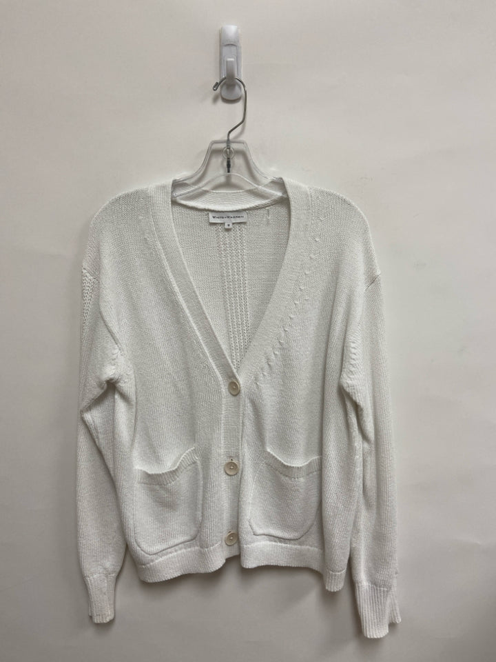 White + Warren Size M White Cardigan Ladies Sweater