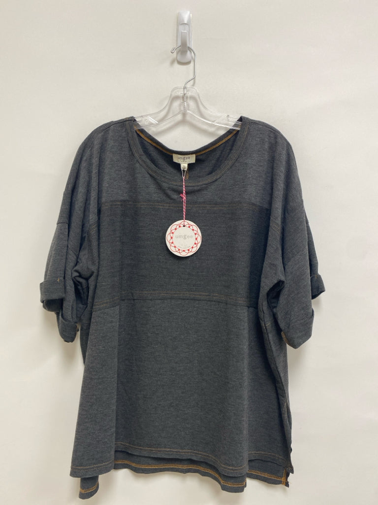 NWT Umgee Size L Charcoal Short Sleeve Ladies Top