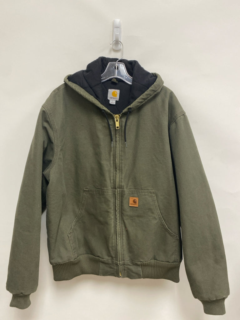 Carhartt Size L Olive Green Hooded Zip Down Lined Men&