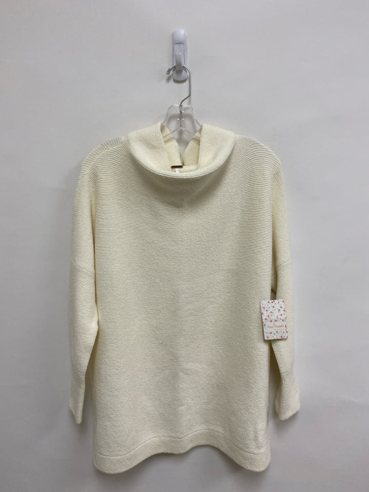 NWT Free People Size M Ivory Ribbed Cowl Neck Ladies Top