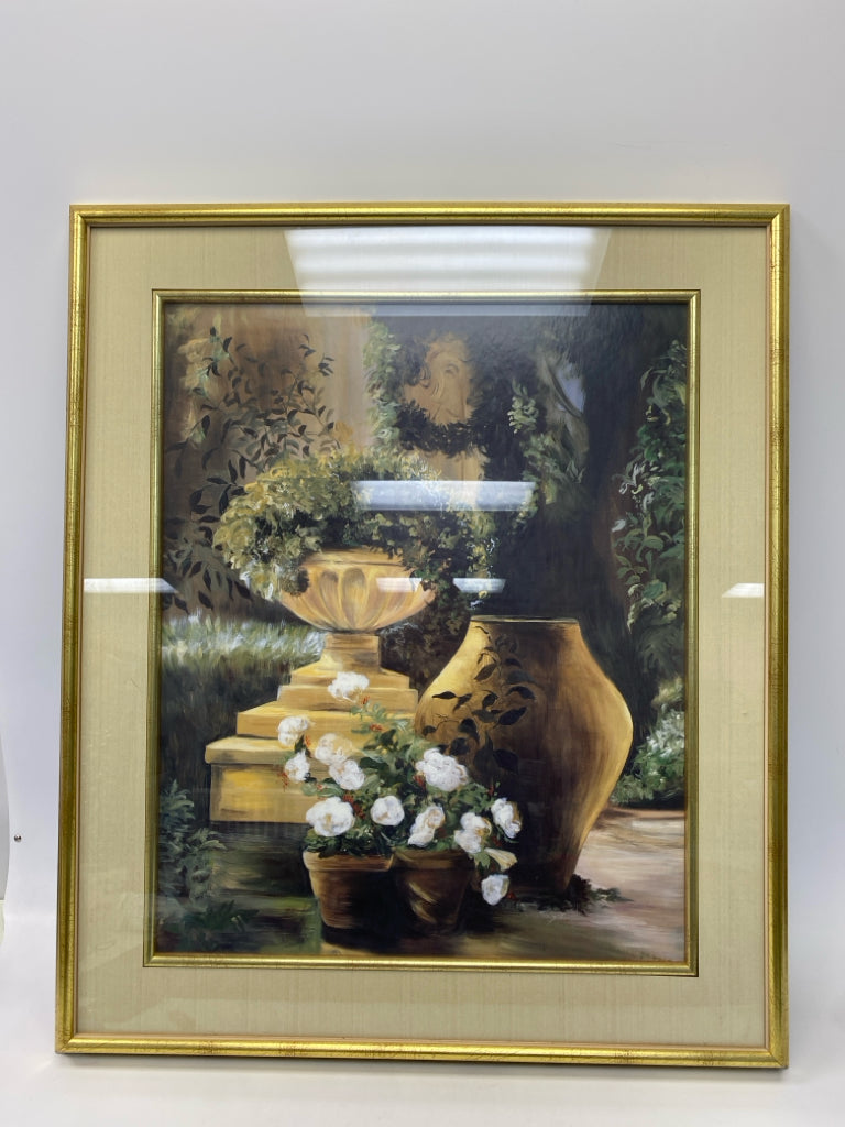 Tan Green Scene Framed Art