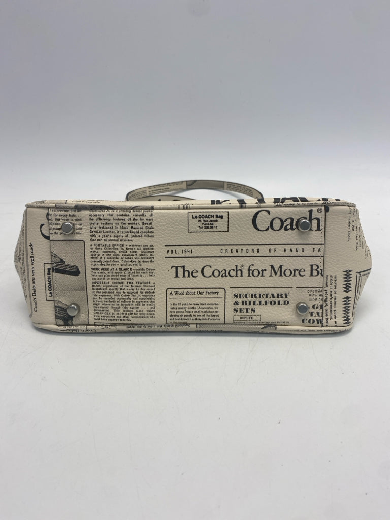 Coach Asher Newspaper Print Leather Shoulder Bag CDC11