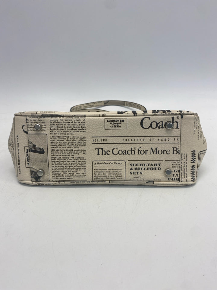 Coach Asher Newspaper Print Leather Shoulder Bag CDC11