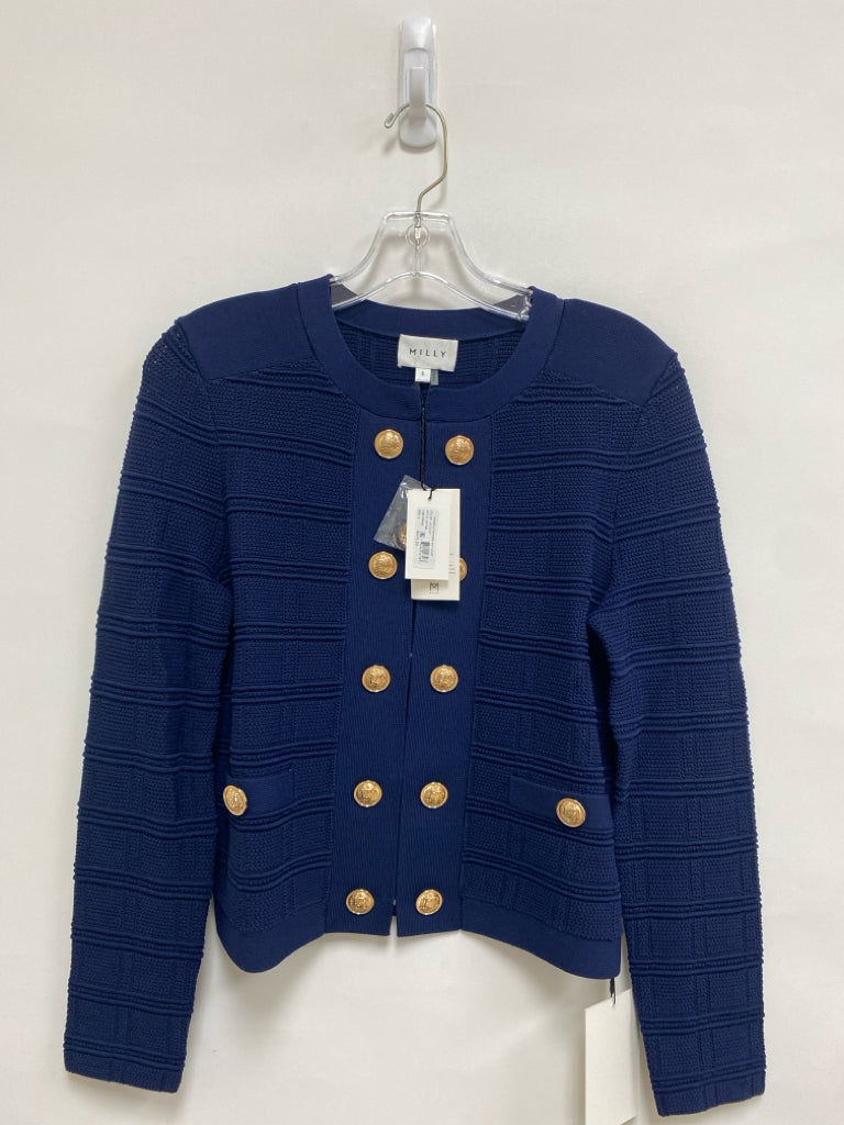 NWT MILLY Size S Navy Lines Button Up Ladies Jacket