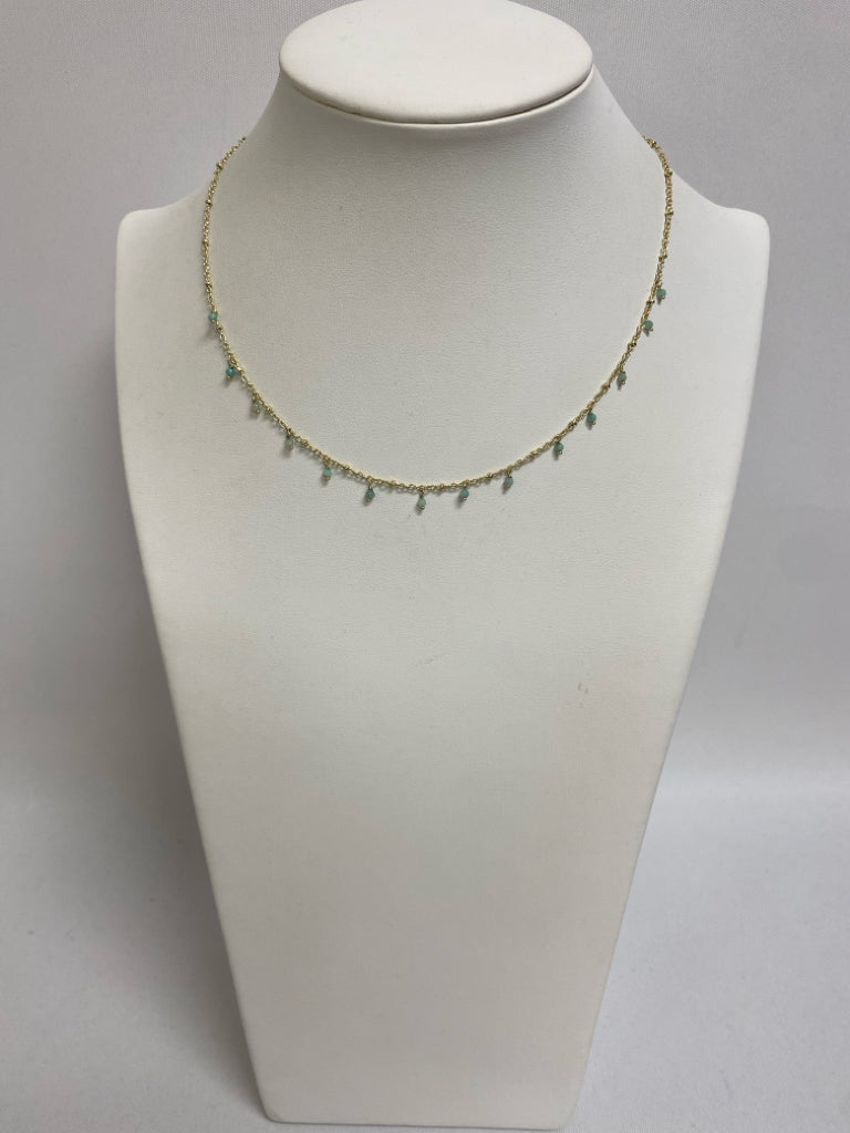 Kendra Scott Gold Color Blue Beaded Necklace