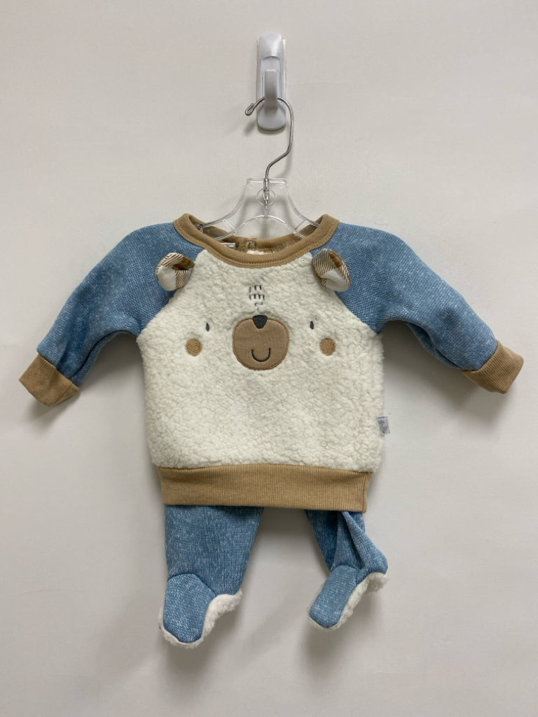Duck Duck Goose SIZE 0-3M Blue/Cream Brown Knit Boy&
