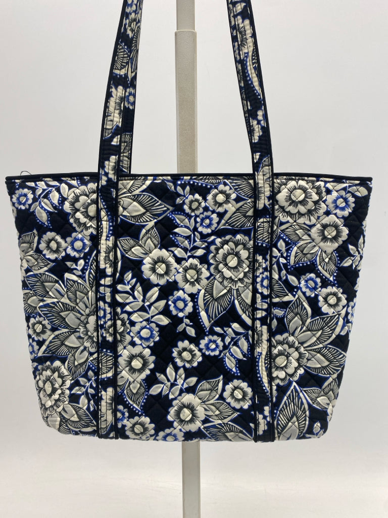 Vera Bradley Black/White Blue Floral Tote Bag