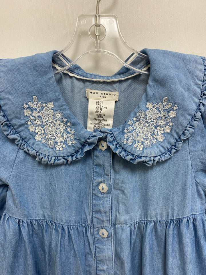 Max Studio SIZE 3T Chambray White Flowers Girl&