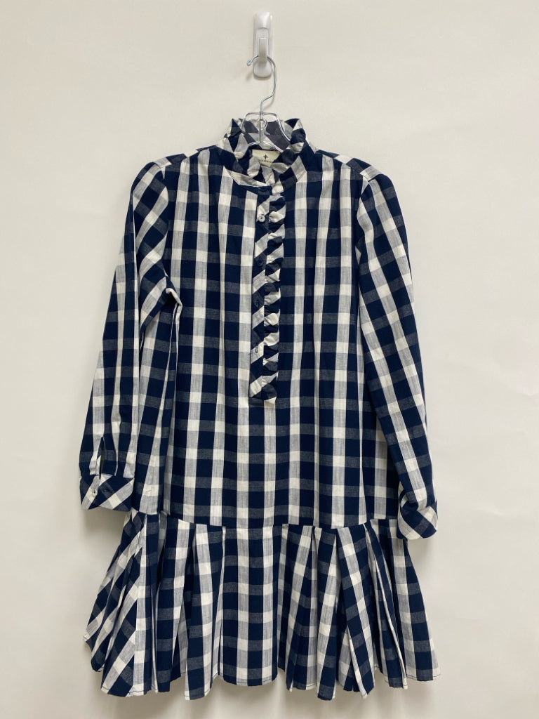 TUCKERNUCK Size S Navy/White Checkered Long Sleeve Ladies Dress