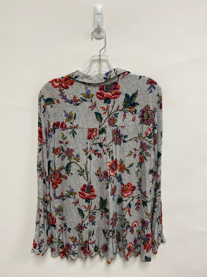 Maeve Size 12 White Red/Black Flowers Ladies Top
